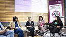Das Foto zeigt die Teilnehmenden der Podiumsdiskussion auf der 19. Frauenpolitische Fachtagung der dbb bundesfrauenvertretung.