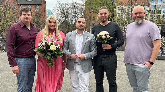 Abramov ist neue Erste stellvertretende Vorsitzende der dbb jugend Das Foto zeigt die Bundesjugendleitung der dbb jugend: Oliver Löwe, Daria Abramov, Matthäus Fandrejewski, Felix Reising und Toni Nickel (von links).